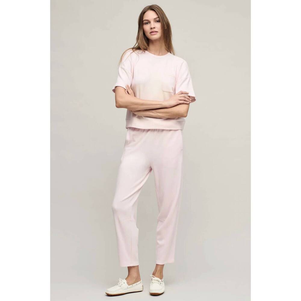 NEW BAREFOOT DREAMS brushed fleece seamed ankle pant in pink sand